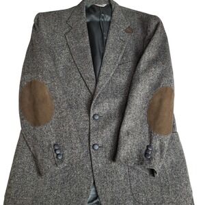 CROSS‎ & WINSOR Men's 40R Wool Tweed Blazer Made in USA Jacket Elbow Patches